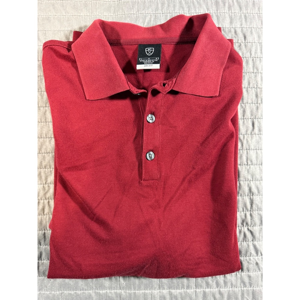 Nike‎ Golf Dri-FIT Polo Shirt Mens Large Burgundy Short Sleeve Pique Cotton